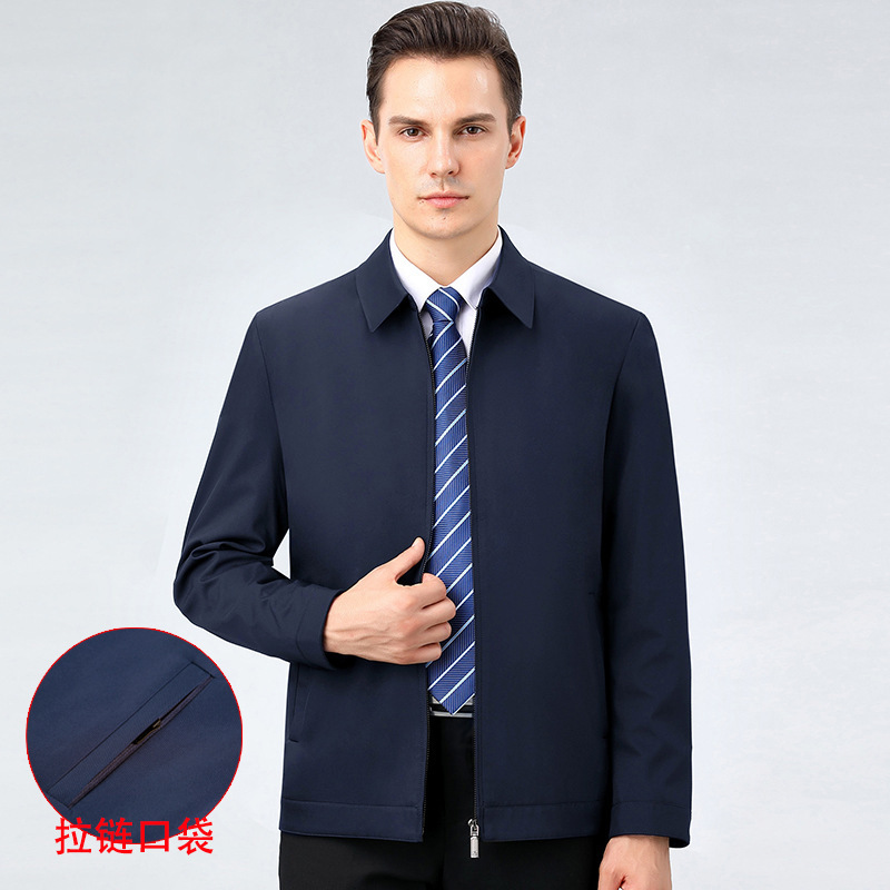 A generation of men's silk jacket autumn and winter non-ironing loose middle-aged dad coat casual lapel jacket A generation of men's silk jacket autumn and winter non-ironing loose middle-aged dad coat casual lapel jacket