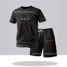 夏季男士速干网眼薄款运动短袖短裤两件套跑步健身训练宽松休闲套
