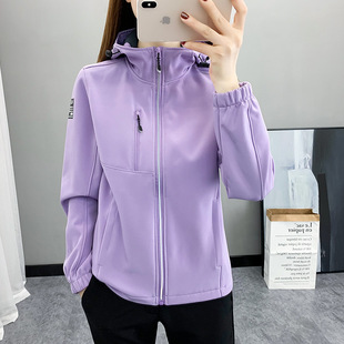 Outdoor Fleece Soft Shell Women's Top Warm Windproof Jacket Women's Mountaineering and Hiking Leisure Sports Jacket Women's Autumn