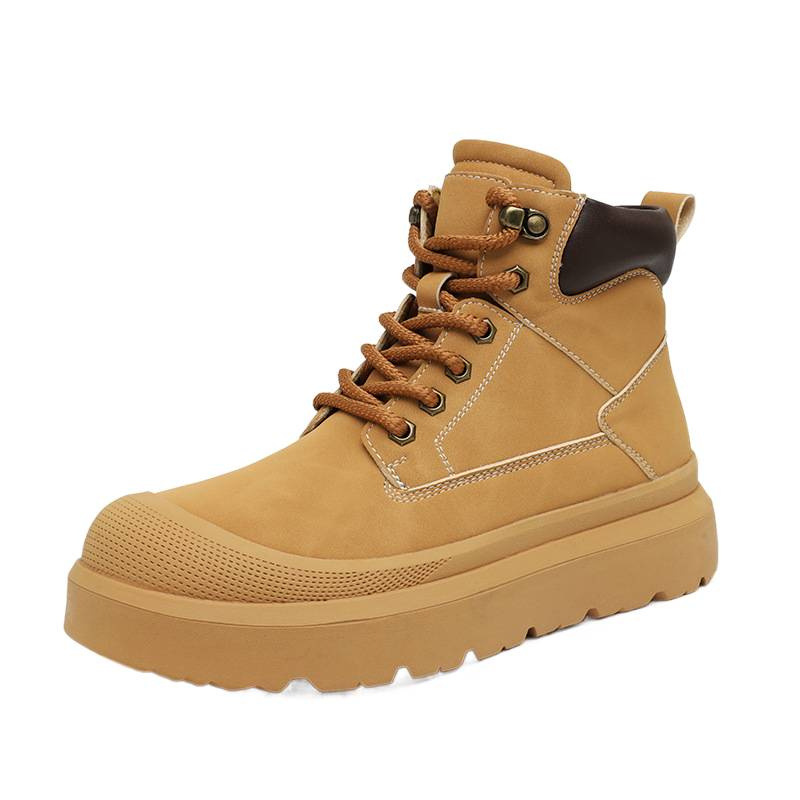 2025 otoño y invierno nuevos hombres botas de cuero casuales al aire libre botas Martin calientes para calentar el uso de zapatos altos