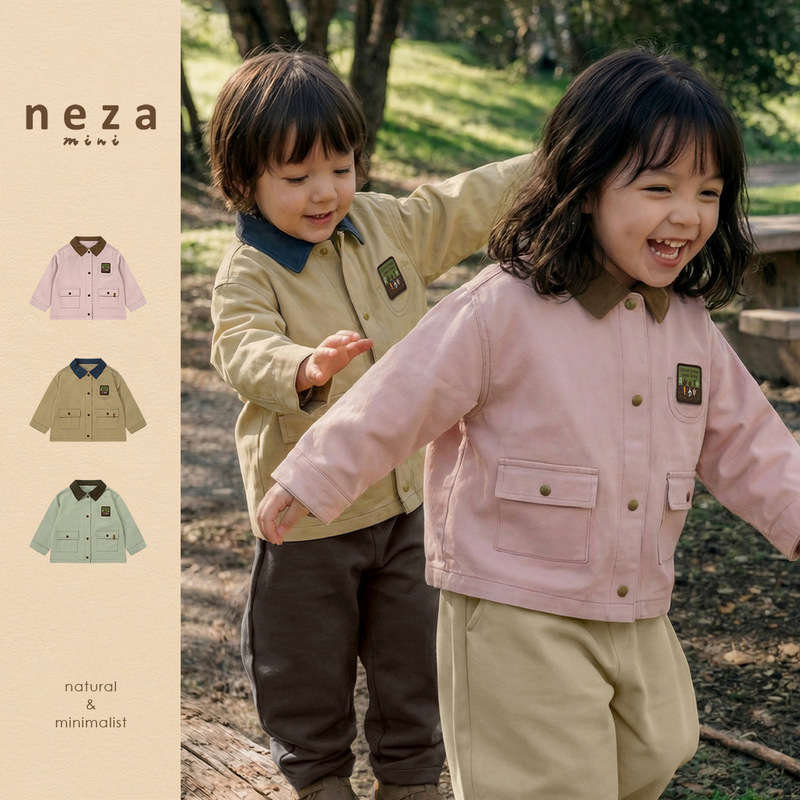 Neza【Barn Farm】Children's Jacket Spring New Style Girls' Jacket Boys' Versatile Pure Cotton Kids' Jacket