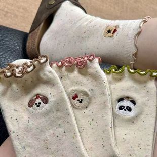 Spring and Autumn Lace Ideas Cute Carton Socks Children's Mid-length Socks Ins Trendy Japanese Cotton Students Piled Autumn and Winter Stockings