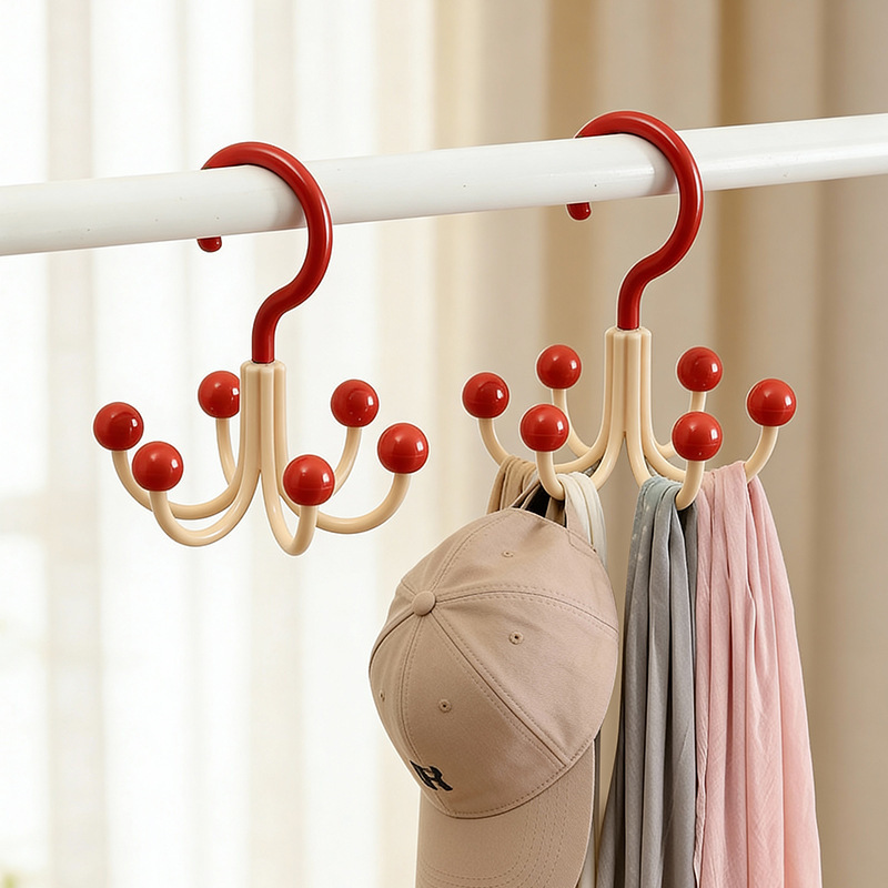 Dopamine Rotating Six-Claw Hook for Hanging Bags, Multifunctional Household Hook for Underwear and Hats, No-Drill Storage Rack Dopamine Rotating Six-Claw Hook for Hanging Bags, Multifunctional Household Hook for Underwear and Hats, No-Drill Storage Rack
