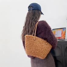 24秋冬新款日韩仿羊羔毛贝壳包毛茸茸手提包小众设计单肩包腋下包