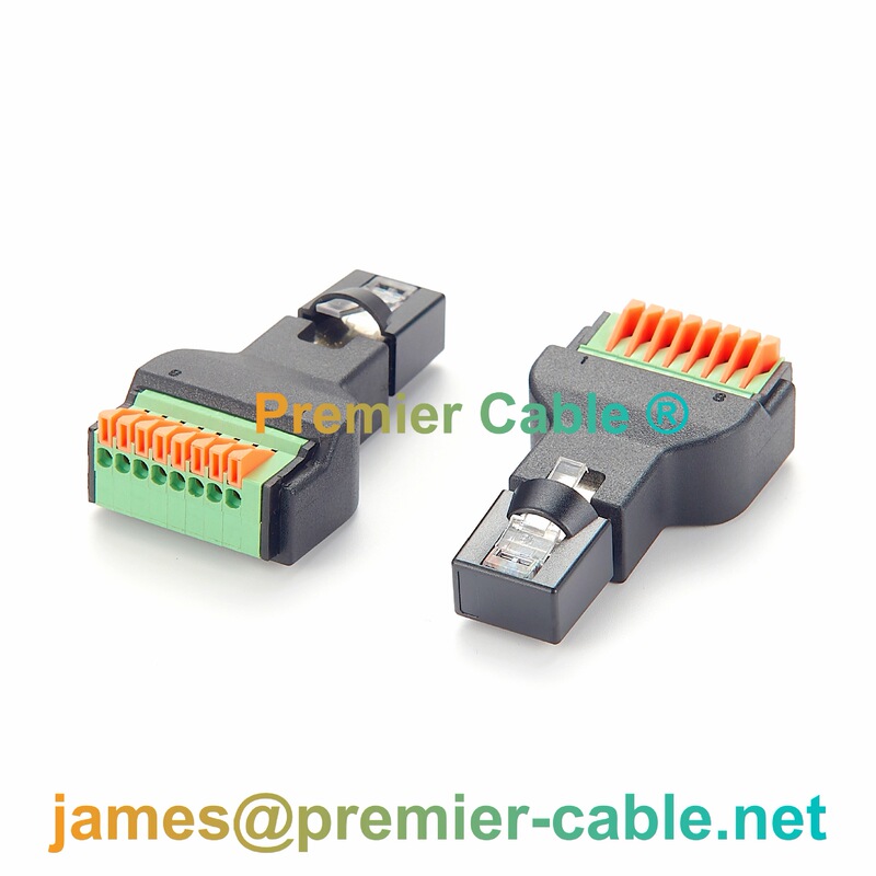 Industrial-Grade Rj45 Cat5E Ethernet Male Adapter Spring Crimp Terminal Block Data Transmission Connector Industrial-Grade Rj45 Cat5E Ethernet Male Adapter Spring Crimp Terminal Block Data Transmission Connector