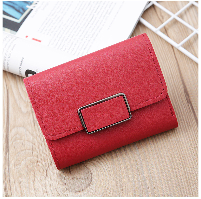 Women's Solid Color Pu Leather Buckle Wallets display picture 3