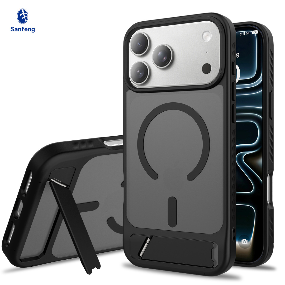 Nuevo Amazon Apple 18pm caso de teléfono celular resistente a la caída soporte incorporado 2 en 1 17 caso de protección de succión magnéticaomax image 7