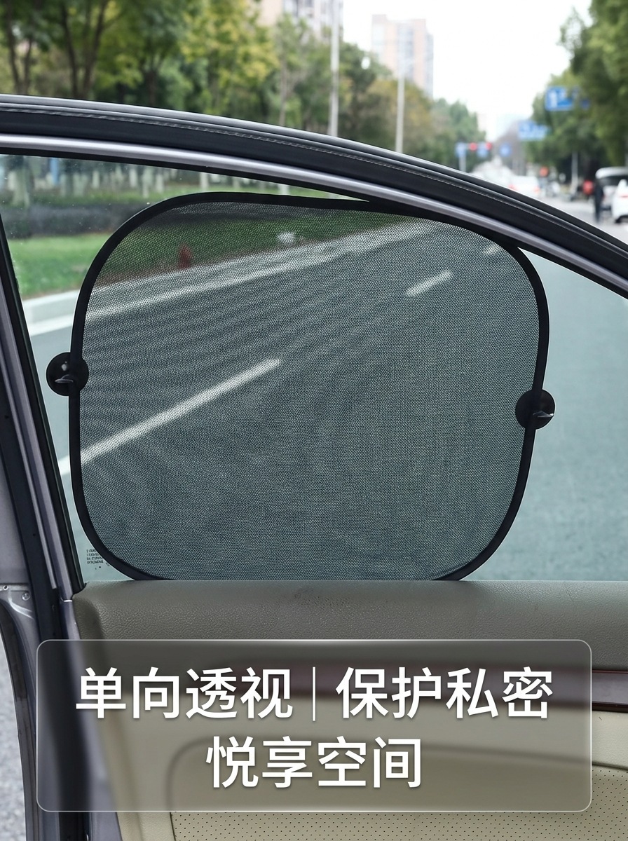 Suction cup-style car window sunshade, mesh curtain for side windows, sun protection and heat insulation, front windshield car sunshade