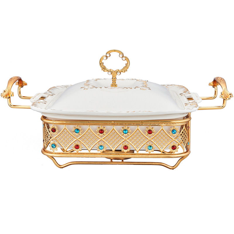 Cross-border sourced ceramic self-service food heater for hotel restaurants, creative square ceramic alcohol stove