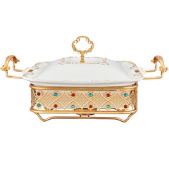 Cross-border sourced ceramic self-service food heater for hotel restaurants, creative square ceramic alcohol stove