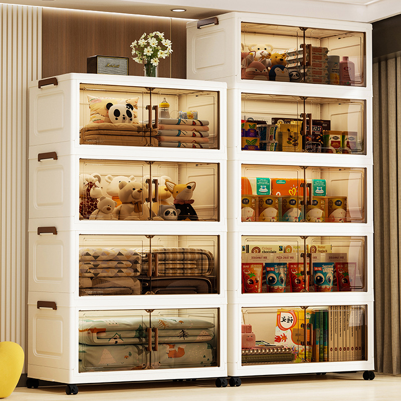 Fábrica directa de engrosamiento PP rodilla almacenamiento casero sala de estar snack armario plegable un armario