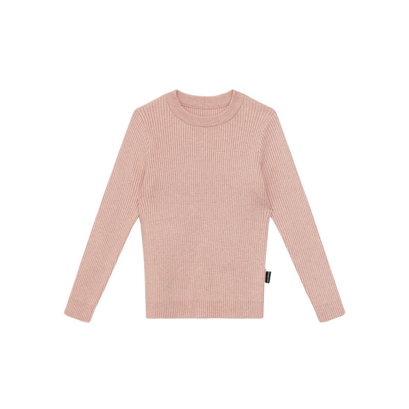 Niñas otoño y invierno nuevo estilo de tela de polilla de polilla de núcleo de hilo inferior con suéter para niños camisa de punto universal