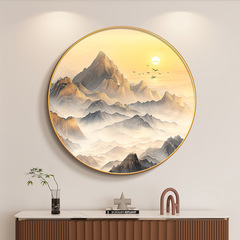 背もたれ付き円形吊り絵、新しい中国風のリビングルーム、東の壁、日の出、装飾画、玄関ホール、レストランの壁画