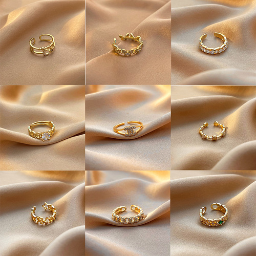 Korean style simple micro-paved zircon ring for women niche design high-end open ring ring hot girl hand jewelry wholesale