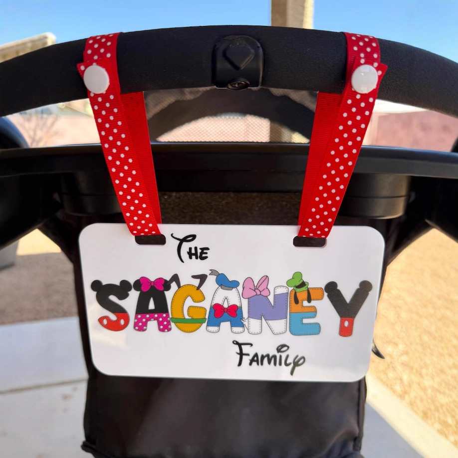 Personalizado acrílico apellido cochecito logotipo parque de atracciones temático cochecito logotipo