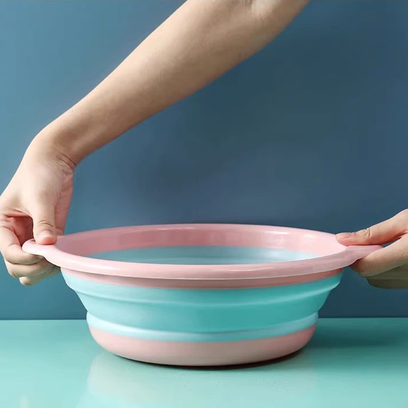 新しいシリコーン折りたたみ洗面器家庭用プラスチック洗面器ポータブル旅行圧縮折りたたみ洗面器大型プラスチック洗面器|undefined