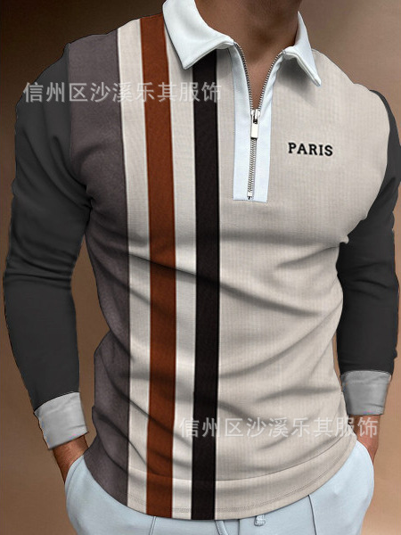 Tendencias de la moda europea y americana primavera y otoño hombres urbanos 3D cremallera de manga larga POLO soporte para pedir logo