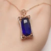 Golden sapphire pendant, pink gold