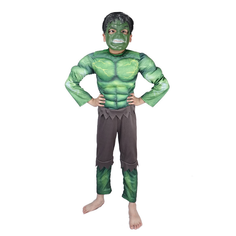 稲妻緑巨人筋肉服装ハロウィーンコスプレ子供浩克英雄連盟The Hulk服|undefined