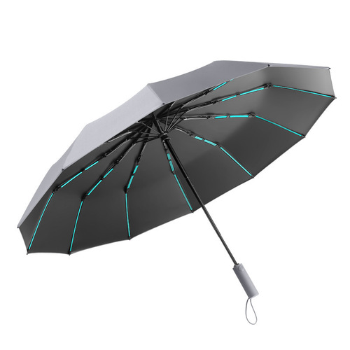 New 60-bone automatic folding windproof sunshade with strong UV protection, large black rubber sunshade with logo printing capability.