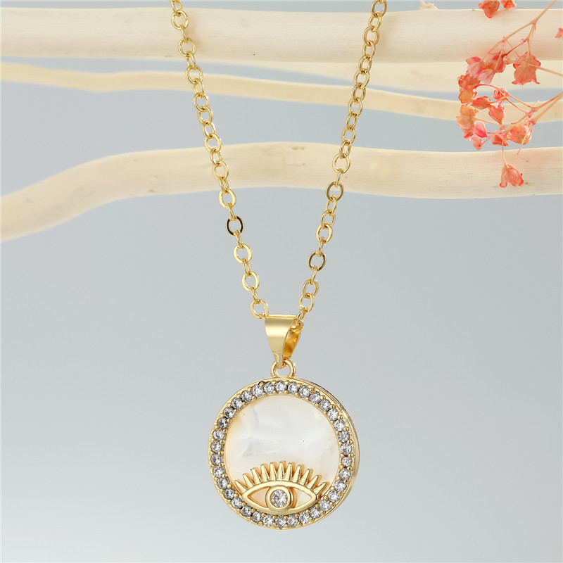 Fashion round point diamond star devil eye snake pendant necklace