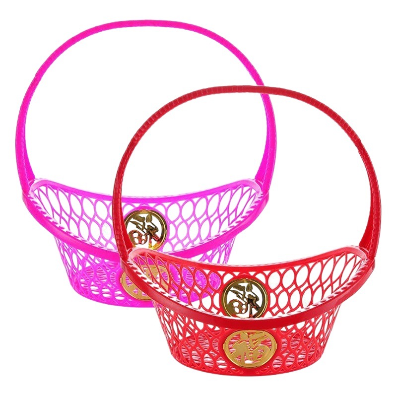 Factory wholesale large ingot gift fruit basket plastic basket hand basket peach basket imitation tenge basket gift basket