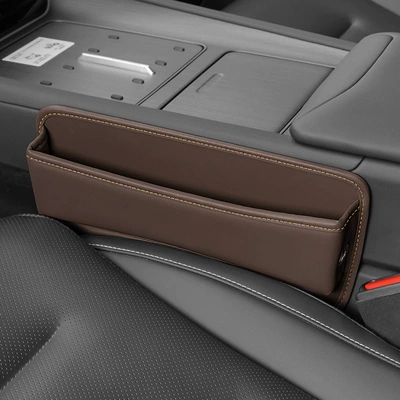 Car storage bag/box multifunctional interior supplies leather - mocha-brown-leather