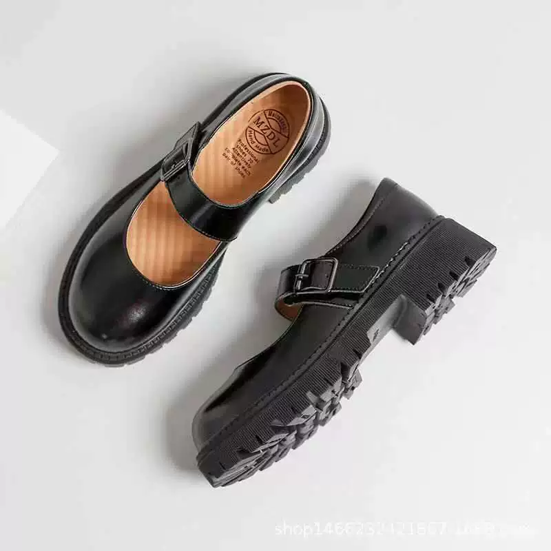 Красивая обувь Мэри Джейн с силой стопы, однослойная Униформа JK в японском стиле в стиле колледжа, толстая подошва, маленькие кожаные туфли на липучке с круглым носком, женская мода