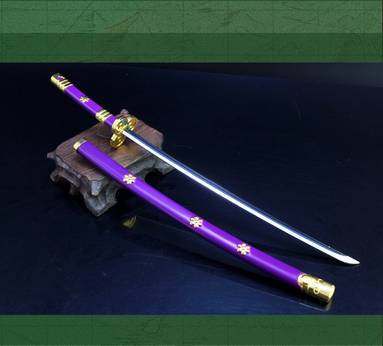 海贼王动漫周边 索隆阎魔刀武器模型合金玩具金属武士刀摆件25cm-阿里巴巴