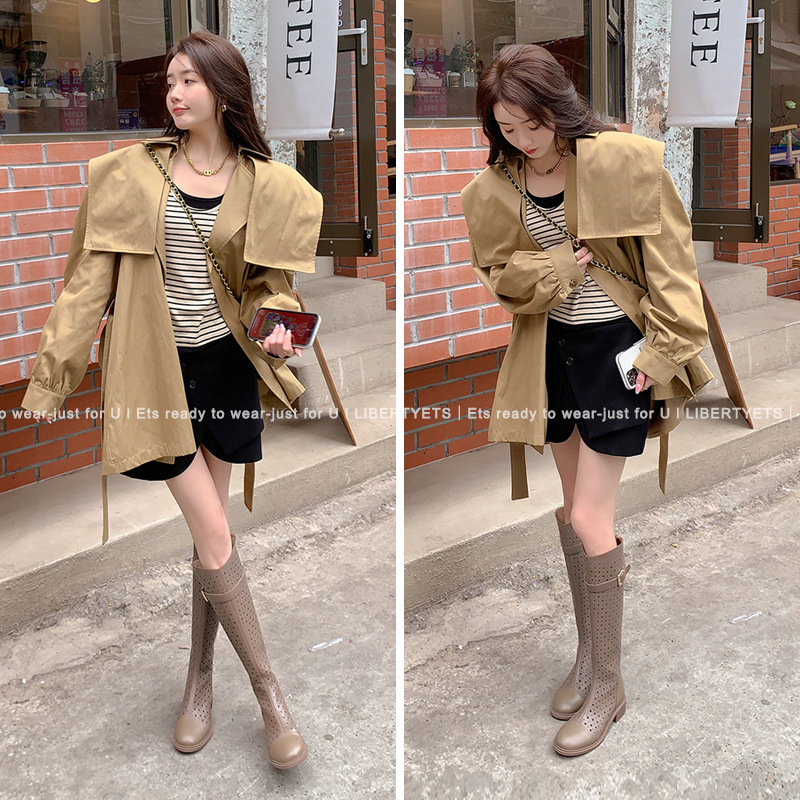 Boot nữ cổ cao rỗng dạng lưới, phong cách hè, ống cao thoáng khí — Màu đen chi tiết 8