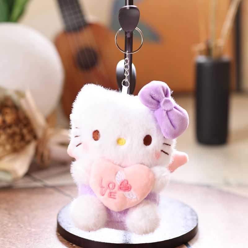 可爱萌天使爱心kt猫挂件毛绒玩具公仔小猫咪包包挂饰钥匙扣布娃娃|undefined