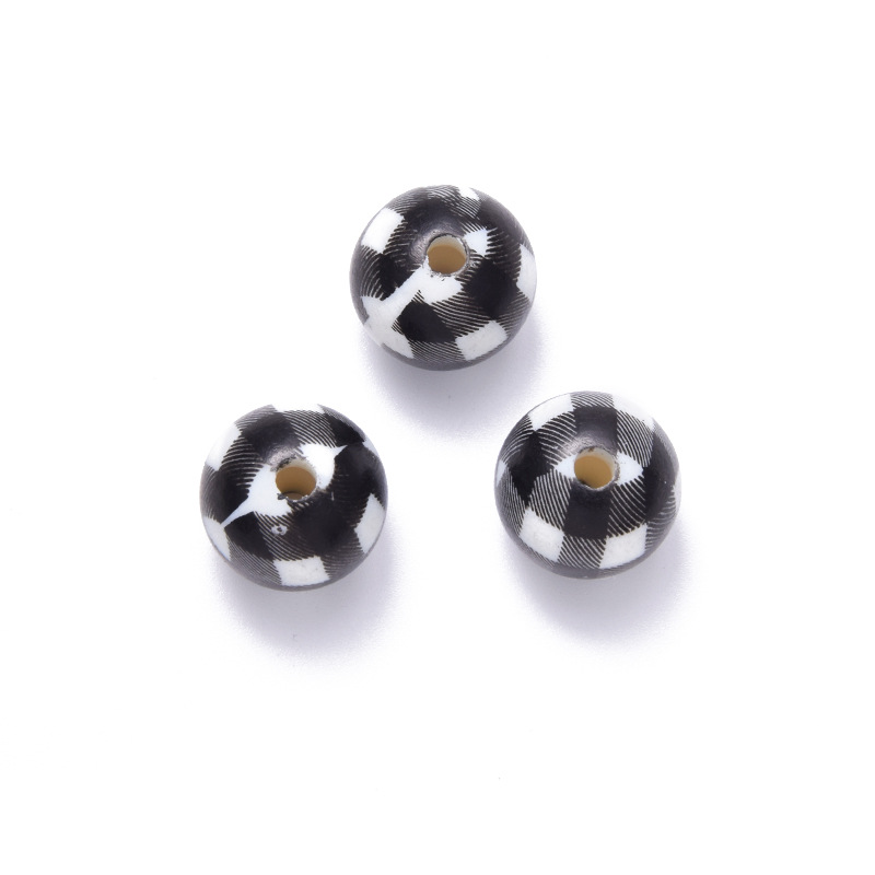 15mm Acrylic Printing Beads Houndstooth Necklace Bracelet Beads Ball Beads display picture 2