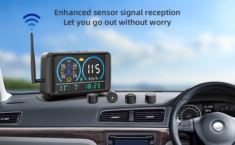 Cross-Border Ultra-Large Screen Tire Pressure Monitor with Time and Temperature Smart Digital Display and Solar-Powered Gps Speed Positioning System