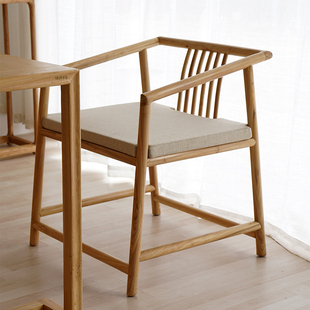 # New Chinese Tea Chair Elm Chair Begonia Chair Modern Chinese Zen Club Furniture Solid Wood Chair Log Color
