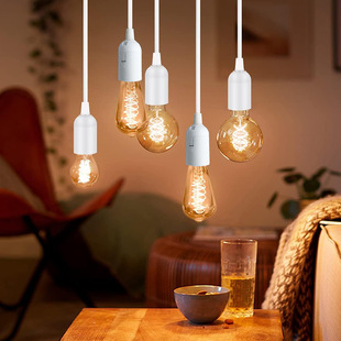 Zhongshan E27 lamp holder with line plastic lamp holder retro light bulb creative restaurant diy chandelier lamp cup