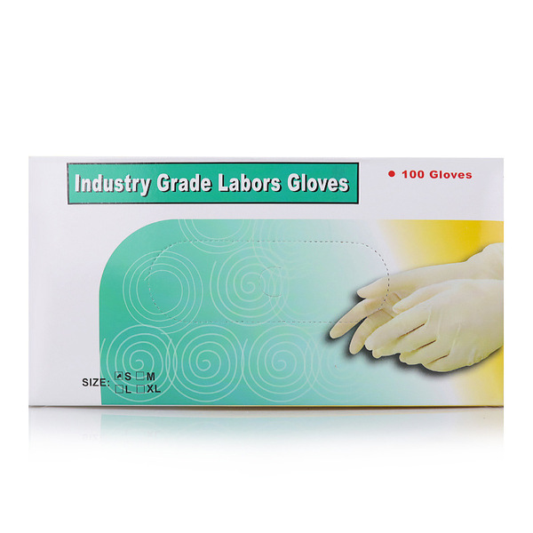 Yellow disposable rubber gloves