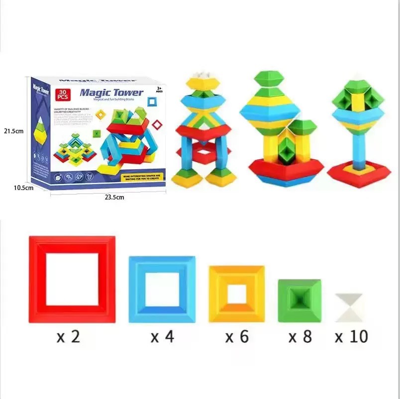 Jenga pyramid building blocks [30 pieces] - english color box