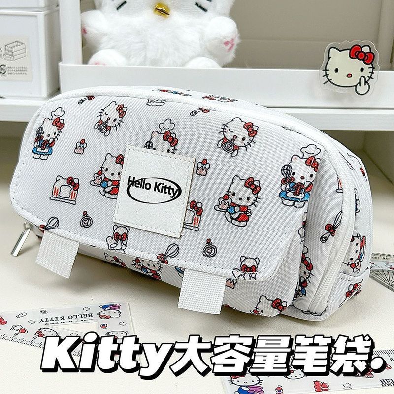 新学期シーズン ins 高価値キティ猫フリップペンバッグ多層文具箱大容量学生鉛筆収納袋|undefined