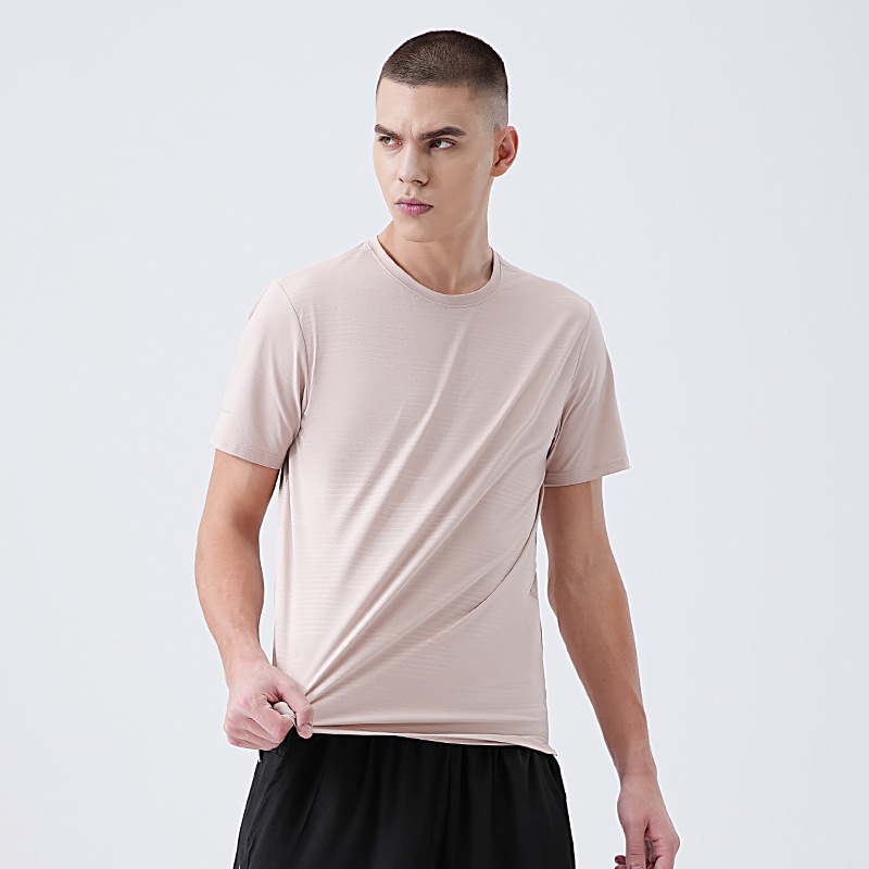 Primavera y verano, camiseta de cuello redondo de manga corta de secado rápido, delgada y ligera, camiseta de manga corta de secado rápido, camiseta deportiva al aire libre, camiseta de media manga de hielo