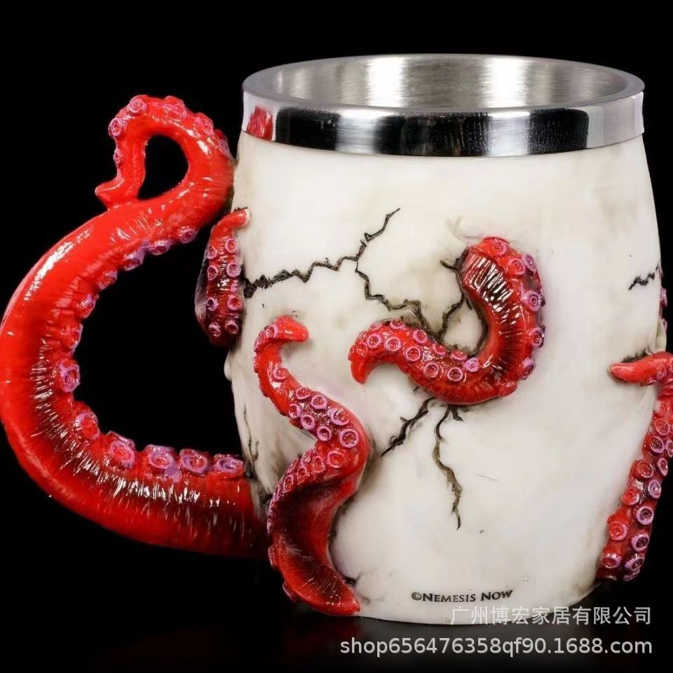 Acero inoxidable cerveza Copa pulpo forma del cráneo taza de agua regalo Halloween personalidad divertida