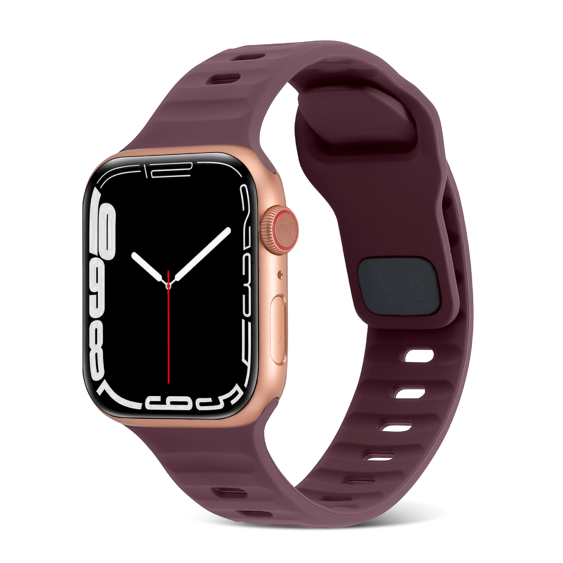 アップルiwatchスマート腕時計バンド345678se運動通気黒角ボタン逆ボタンシリカゲルリストバンド