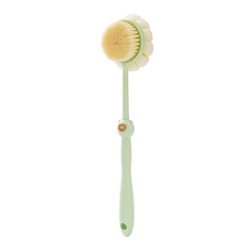 Cepillo de baño de doble cara de mango largo, cepillo de baño de espalda, artefacto mágico para el cuerpo humano con cepillo de bola de baño 2 en 1