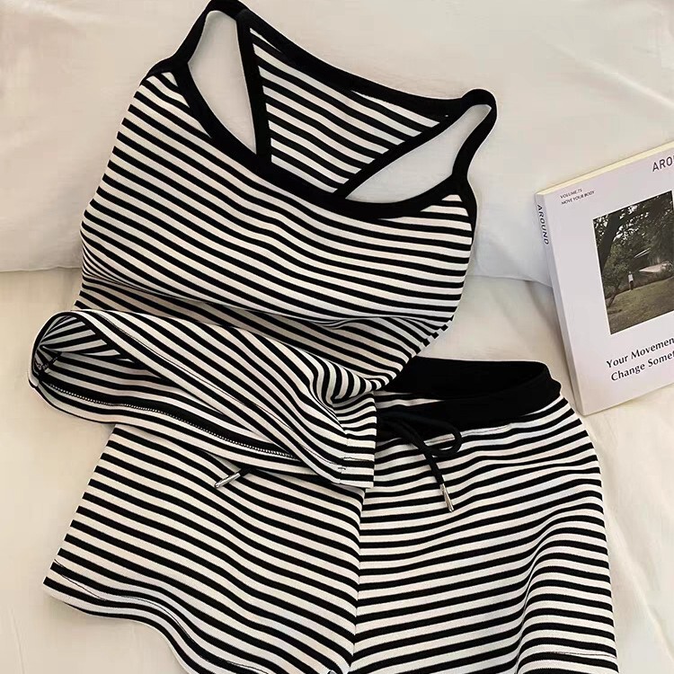 Cross-Border Summer Short-Sleeve Two-Piece Set for Women, Ice Silk Ribbed Sweet and Sexy Cute Loungewear That Can Be Worn Outside