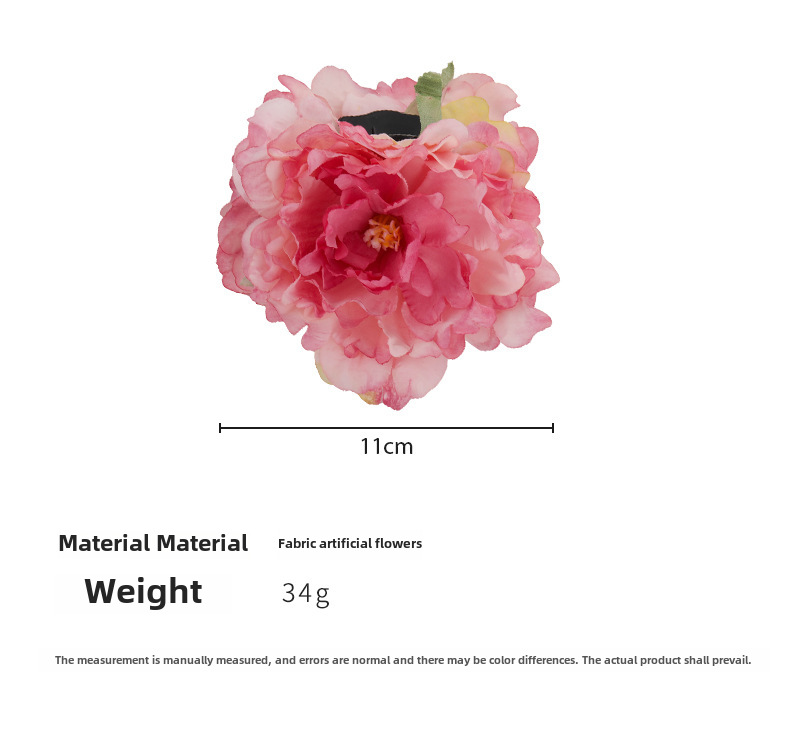 Girl's photo New Year retro three-dimensional simulation peony flower clip Mori flower shark clip ponytail hair accessories hairpin_voghion.com