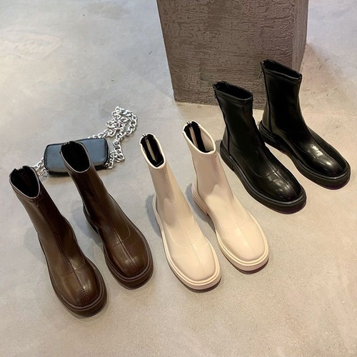 Slim Women's Boots 2025 Autumn Winter Summer Thin Single Boots Martin Boots Thick Sole Versatile British Style Short Boots