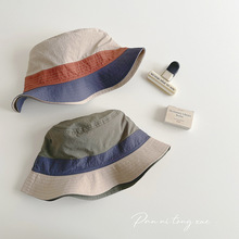 2025早春款儿童渔夫帽大童户外露营盆帽韩版拼色防晒速干遮阳帽