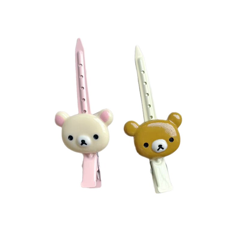 カレッジスタイル エンジョイベア かわいい 尖った口クリップ 前髪クリップ サイドクリップ ガールハート 尖った口クリップ 学生ヘアアクセサリー 女性用|undefined