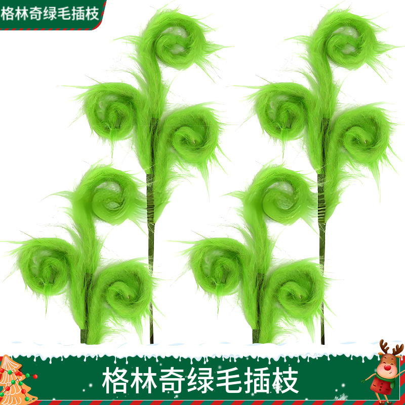 Christmas holiday decoration Grinch green decoration Christmas grinch green hair monster elf cuttings Christmas decoration