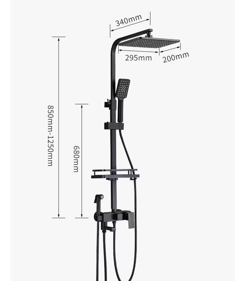 Foreign trade black shower head set, constant-temperature black household bathroom shower head, bathroom rain shower pressurized shower head undefined