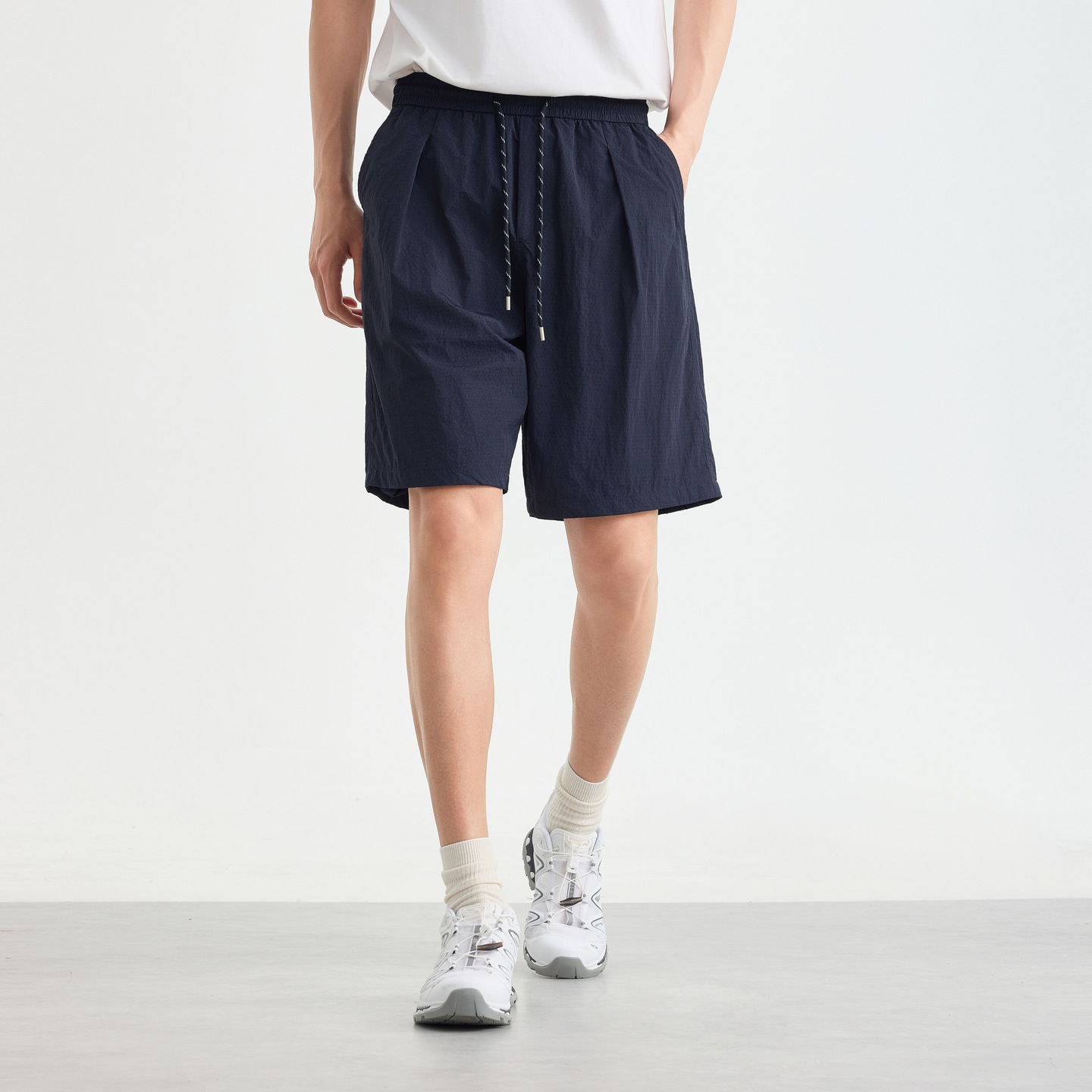 Quần short thể thao nam vải lưới thoáng khí, khô nhanh, dáng 5 phân — Xanh navy